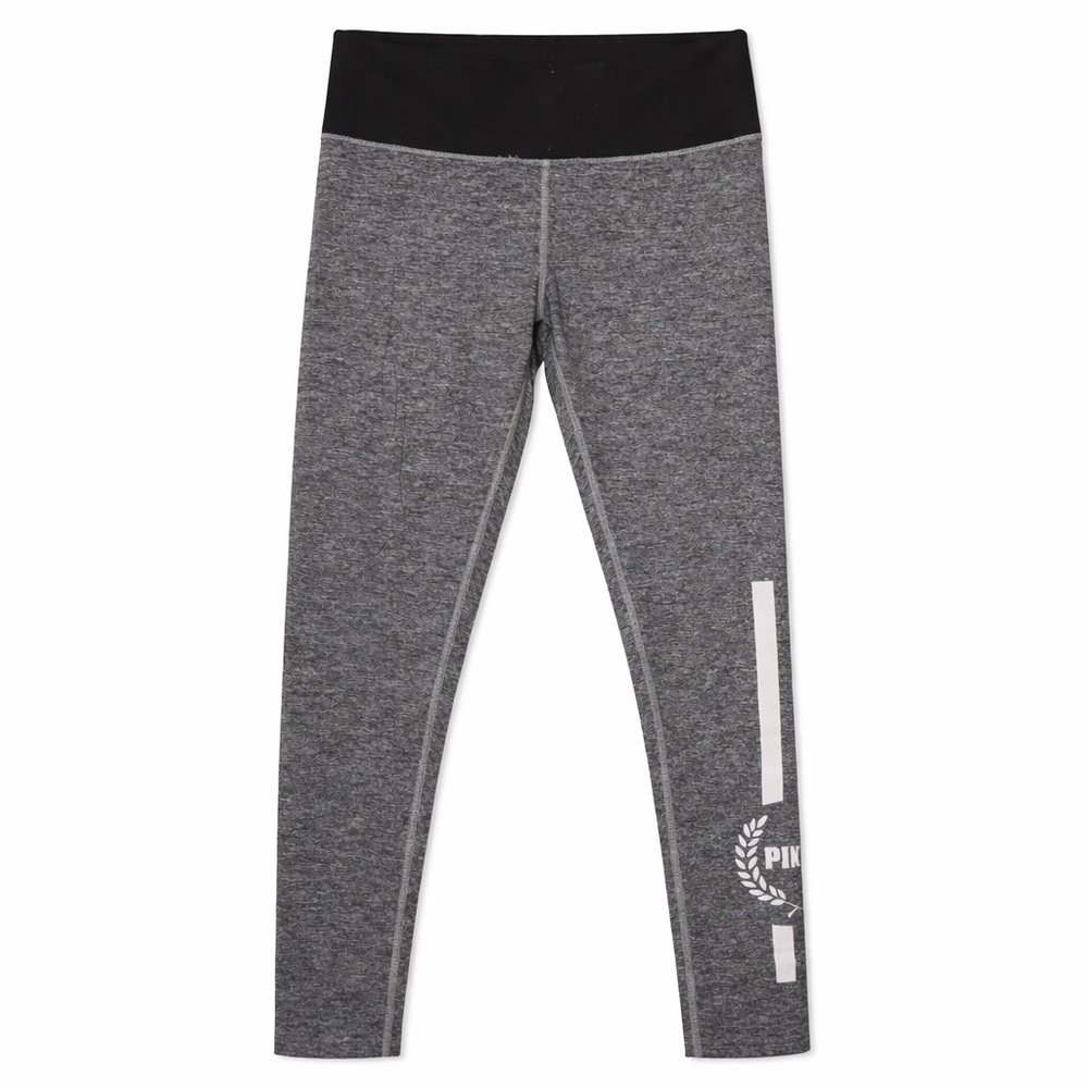 PINK Victoria's Secret Gray Leggings with Black Waistband